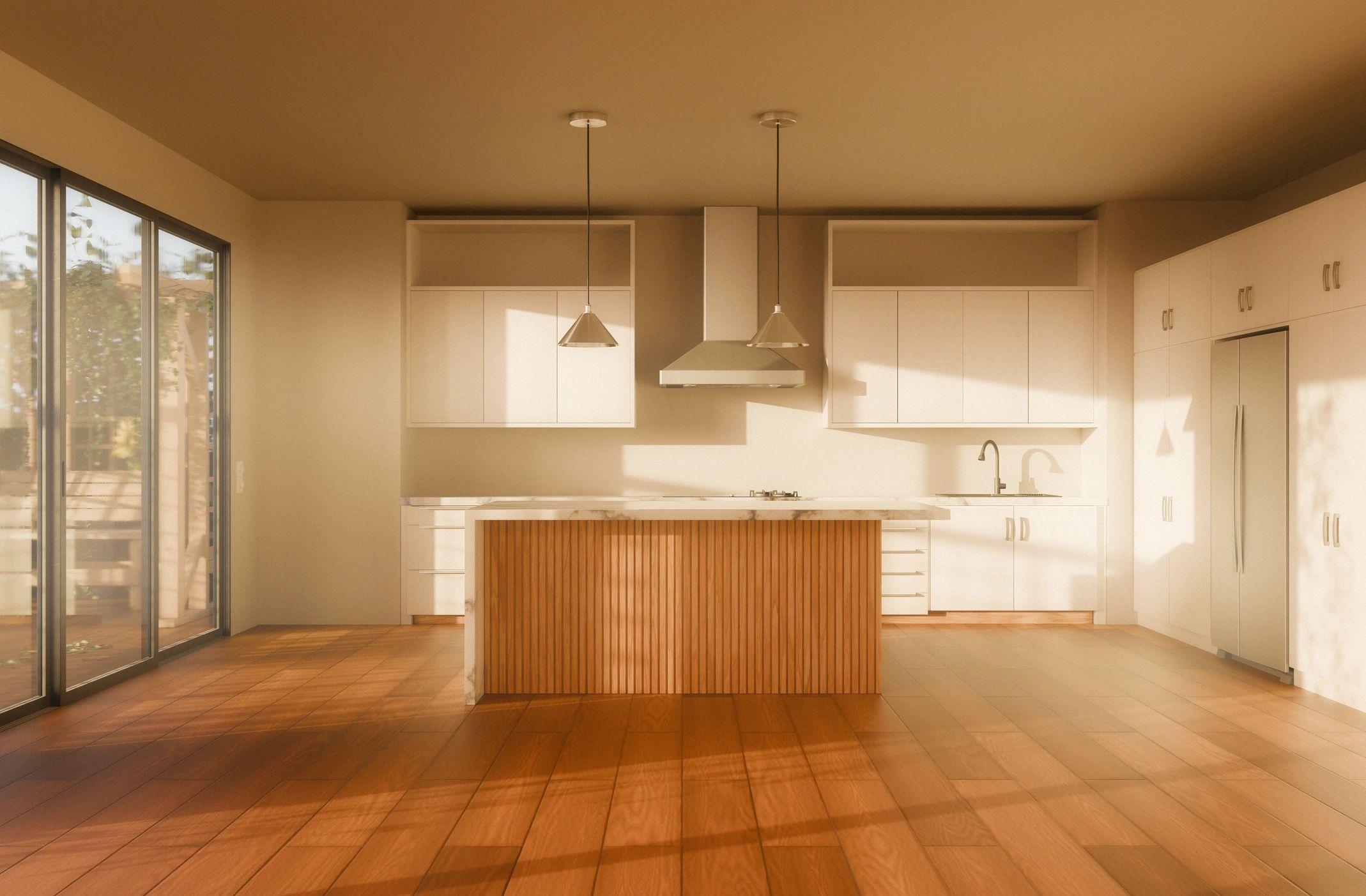 Kitchen with task lighting and island fixtures