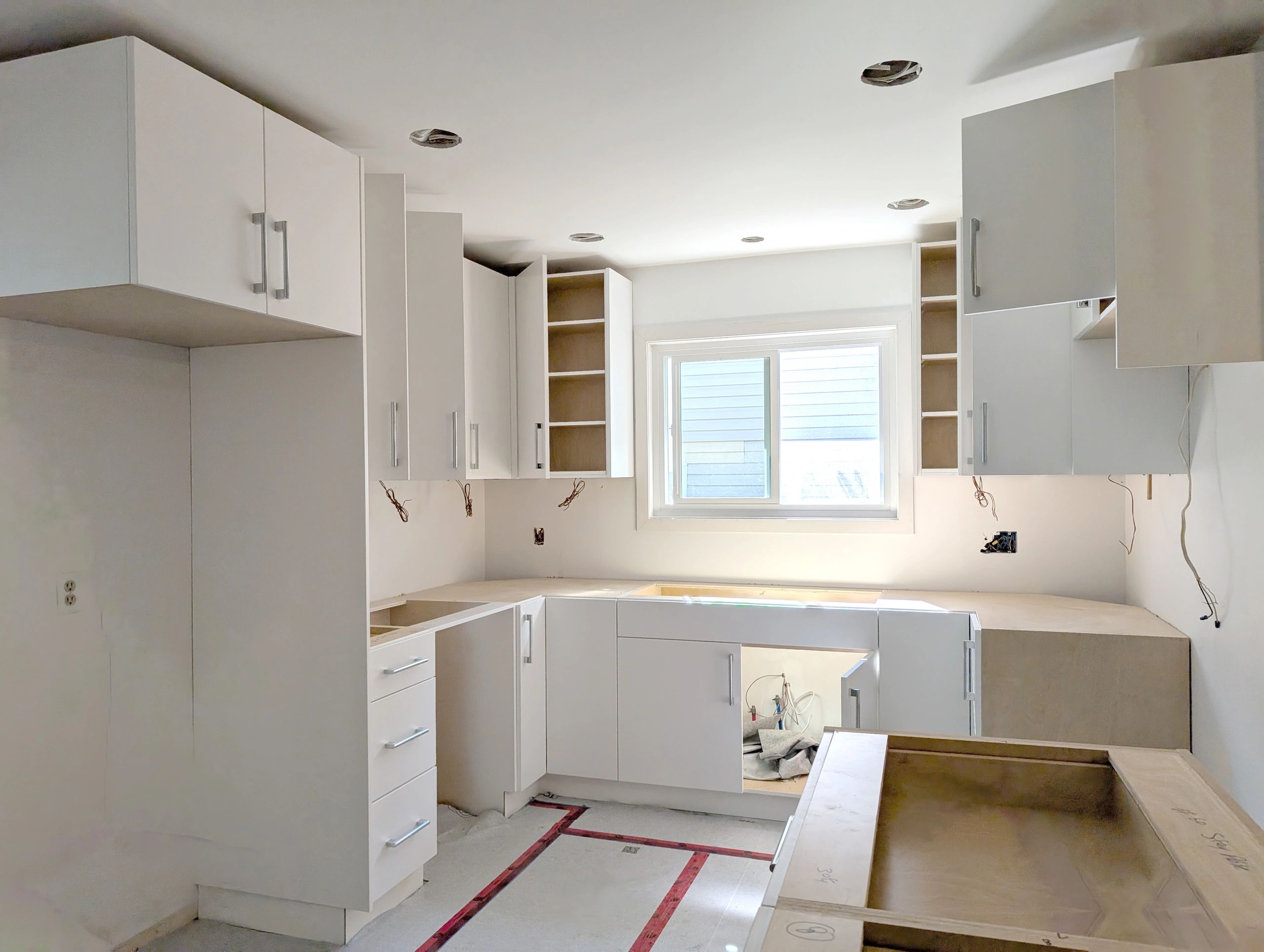 Kitchen interior with newly installed finishes
