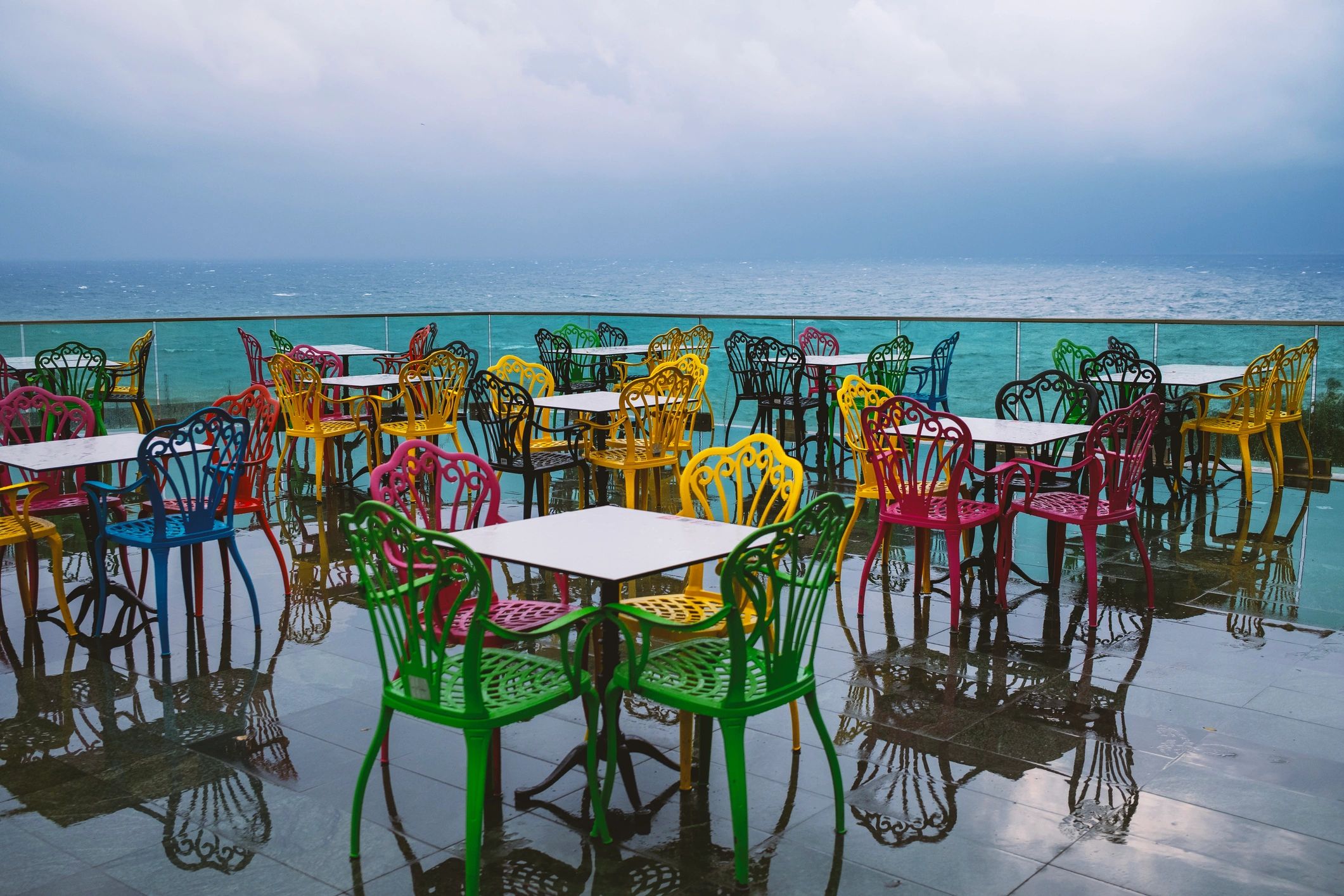 Outdoor terrace seating with open-air atmosphere